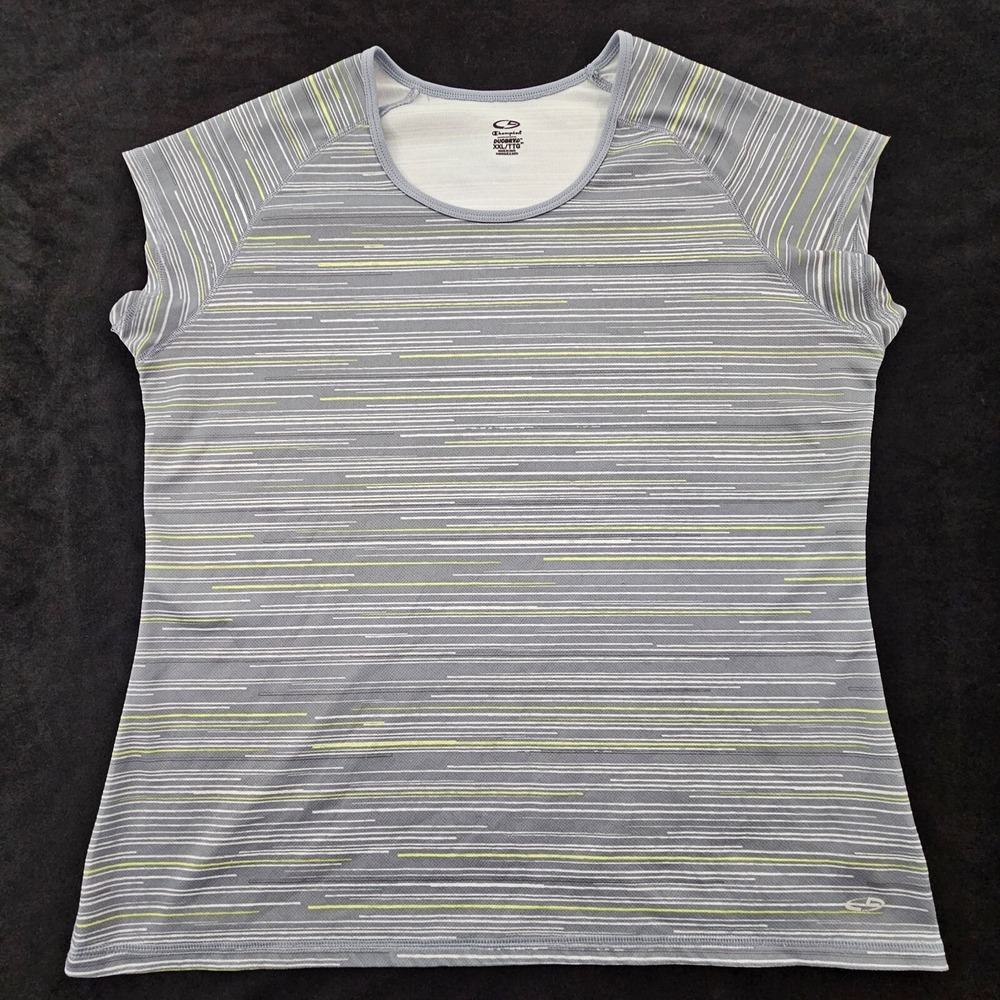 C9 Champion DuoDry Gray Striped Short‎ Sleeve Performance T-Shirt Women's 2XL